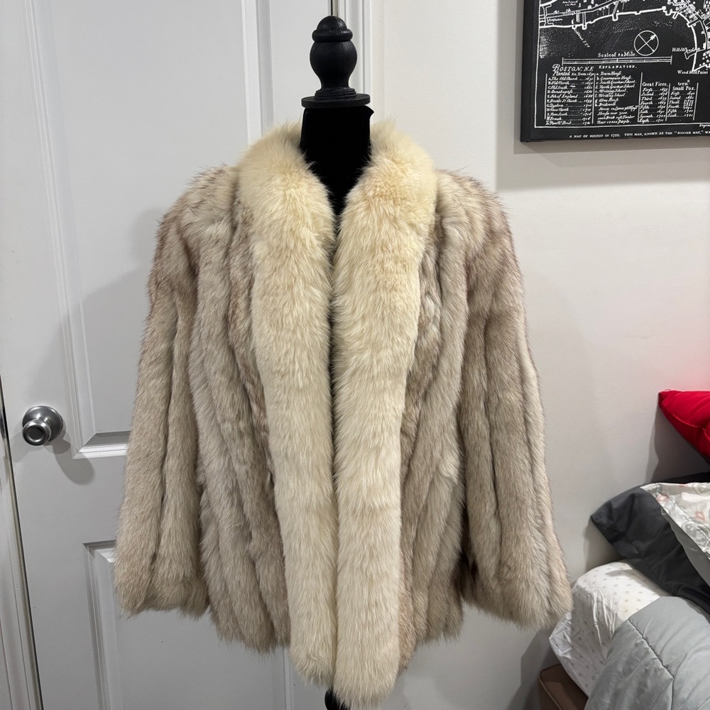 Saga Furs Fox Elegant Cream and Brown Jacket
